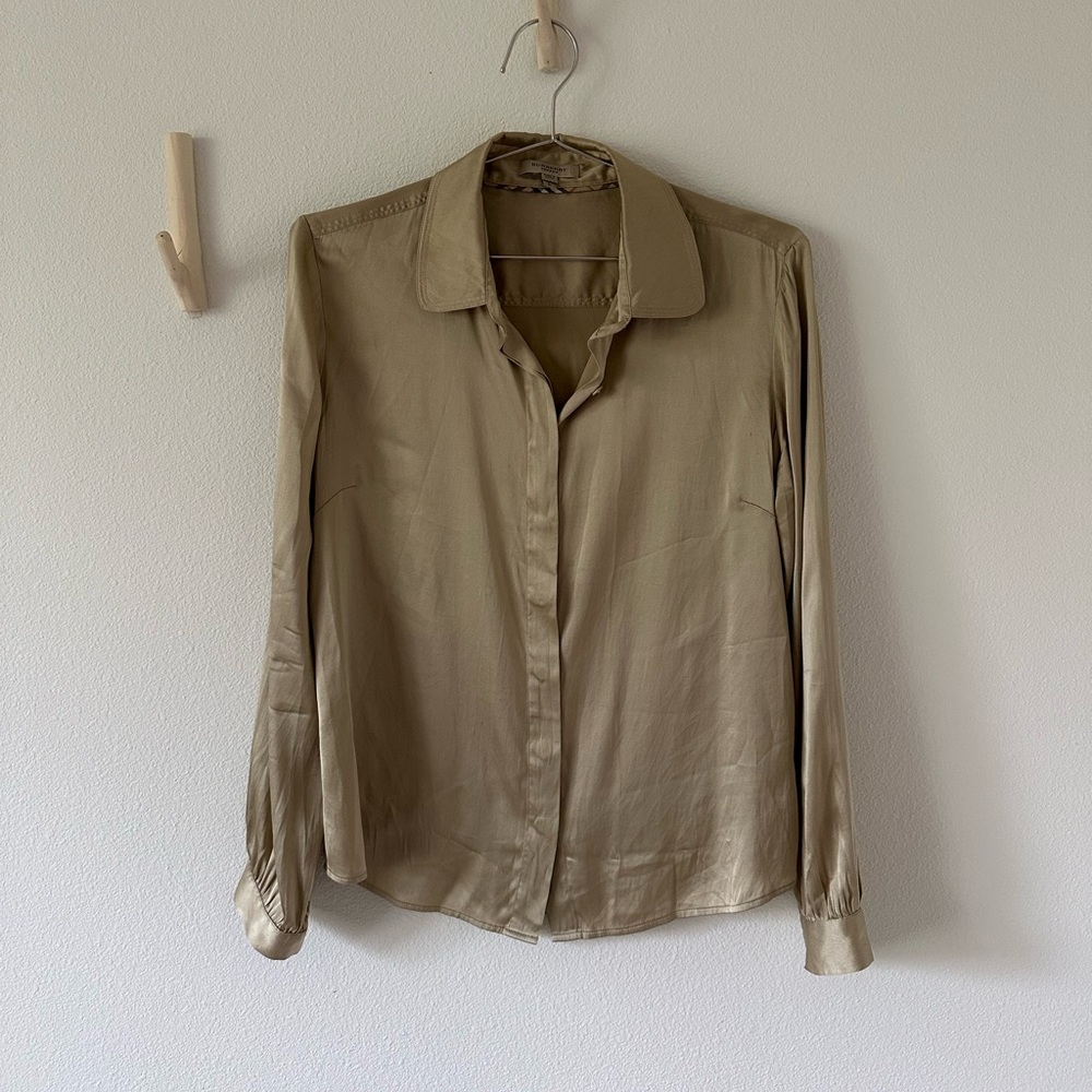 Burberry Silk Long Sleeve Caramel Blouse